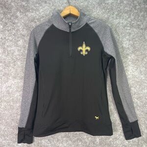 PINK New Orleans Saints Sweatshirt Womens Medium Black NFL Football Quarter Zip